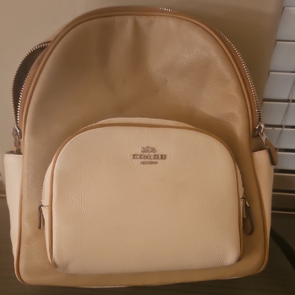 Coach Beige Leather Small Backpack - Picture 1 of 4